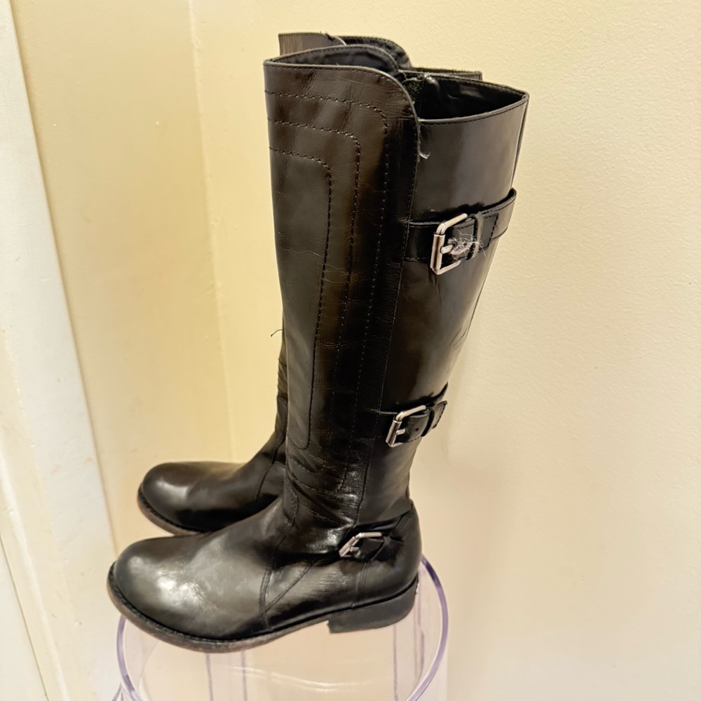 Vintage Juicy Couture black leather buckle riding boots